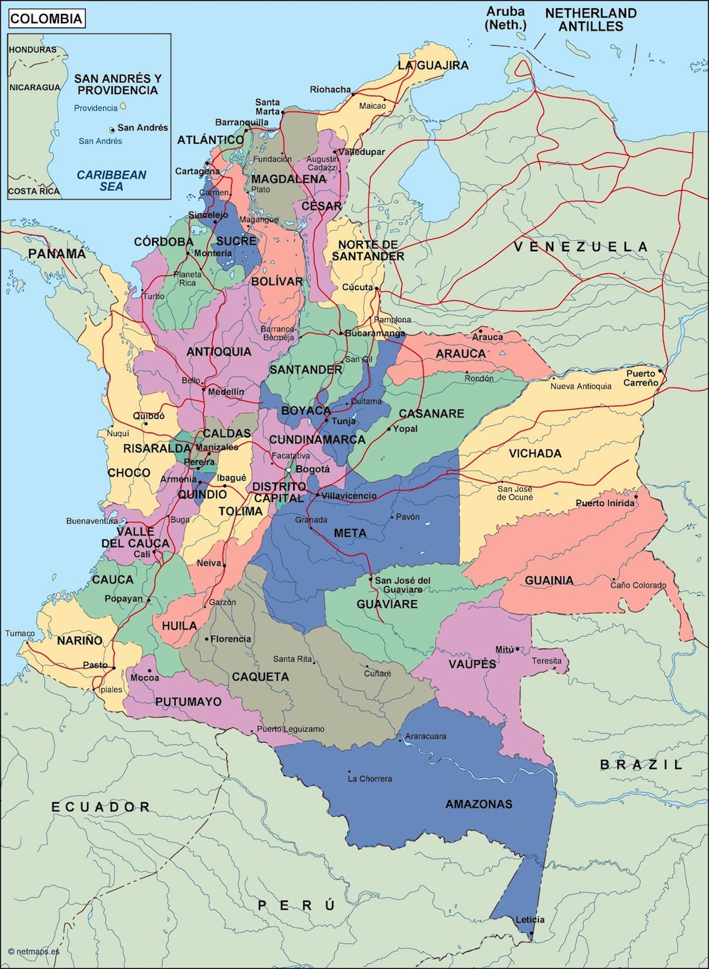 Mapa político de Colombia